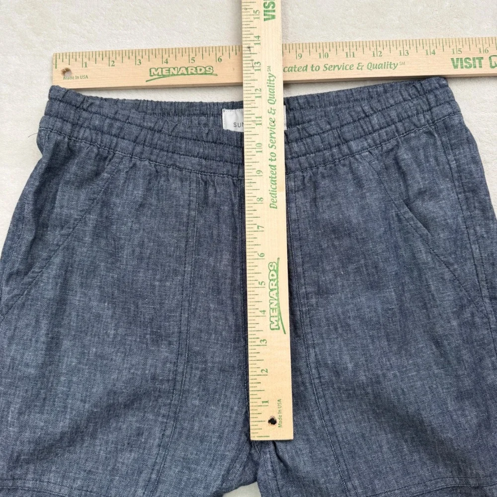 Sun + Stone Mens Navy Blue Linen Cotton Blend Jogger Pants Small Breathable